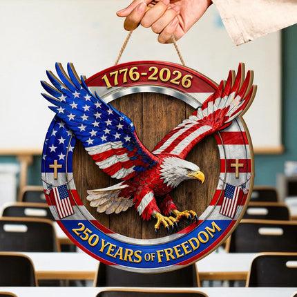 Patriotic Flying Eagle 250th Anniversary Wooden Sign