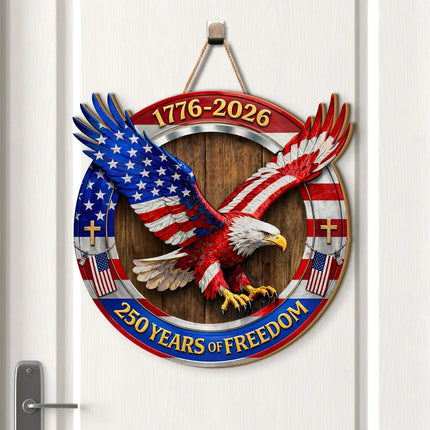 Patriotic Flying Eagle 250th Anniversary Wooden Sign