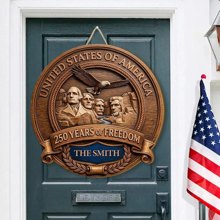Personalized Patriotic Mount Rushmore Wooden Sign