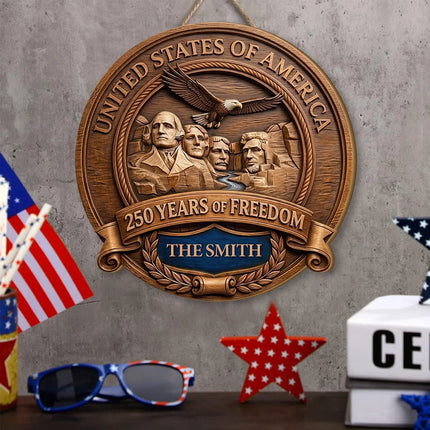 Personalized Patriotic Mount Rushmore Wooden Sign