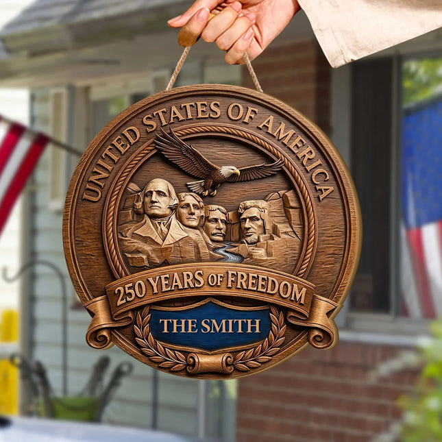 Personalized Patriotic Mount Rushmore Wooden Sign