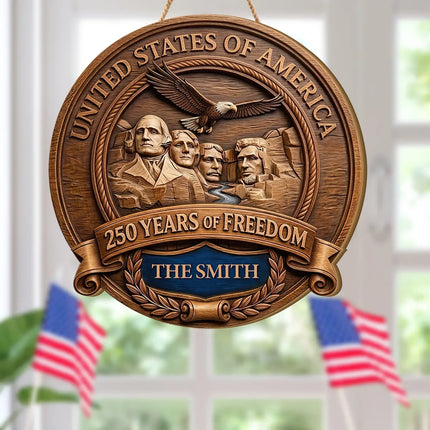 Personalized Patriotic Mount Rushmore Wooden Sign