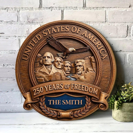 Personalized Patriotic Mount Rushmore Wooden Sign