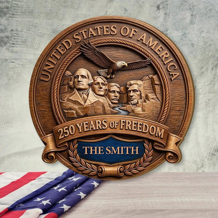 Personalized Patriotic Mount Rushmore Wooden Sign