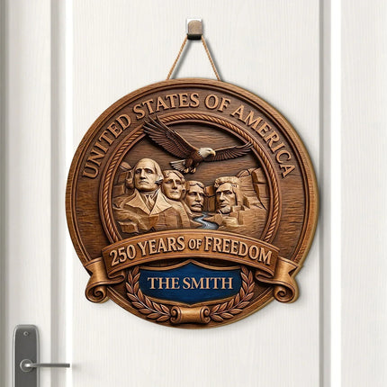 Personalized Patriotic Mount Rushmore Wooden Sign
