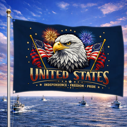 Patriotic Independence Fireworks American House Flag