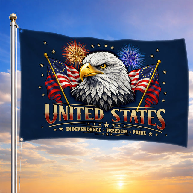 Patriotic Independence Fireworks American House Flag