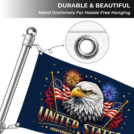 Patriotic Independence Fireworks American House Flag