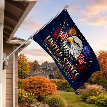 Patriotic Independence Fireworks American House Flag