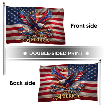 Patriotic God Bless America Eagle American House Flag