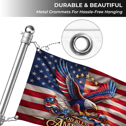 Patriotic God Bless America Eagle American House Flag