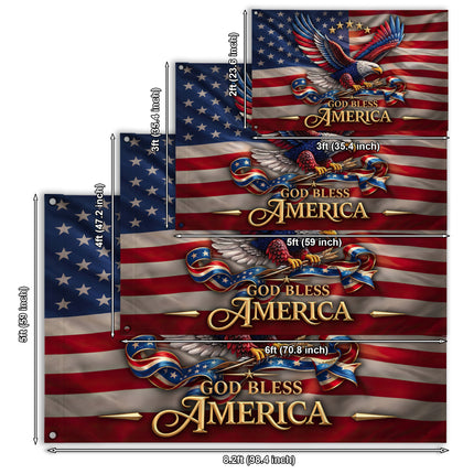 Patriotic God Bless America Eagle American House Flag