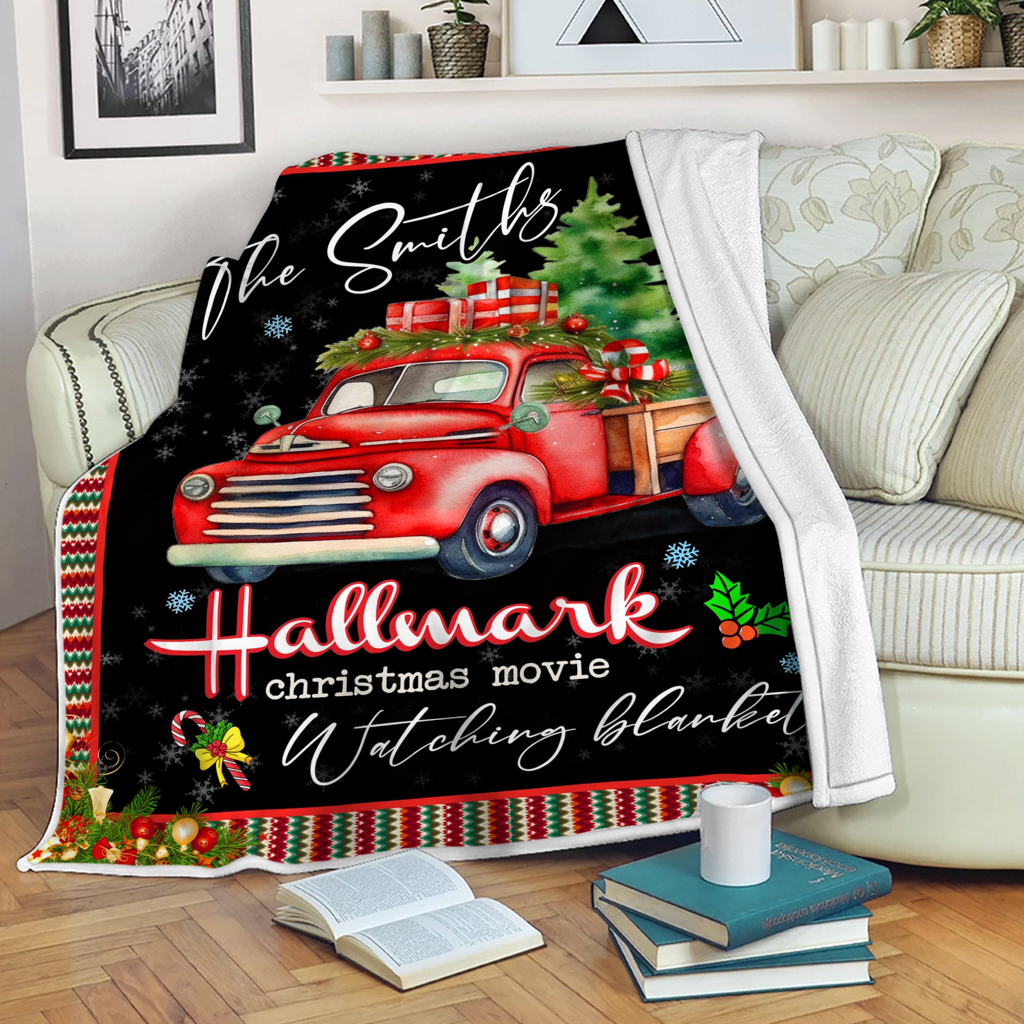 Personalized Blanket For Daughter Son - Christmas Movie Watching Blanket - Gift For Daughter Son