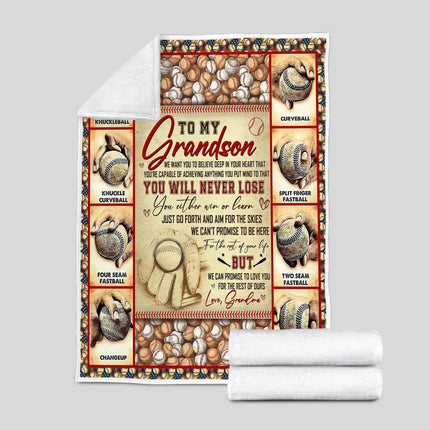 To My Grandson Baseball Blanket - Gift For Grandson From Grandma - Charming Present