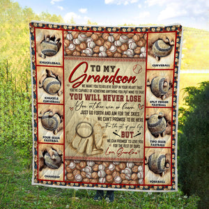 To My Grandson Baseball Blanket - Gift For Grandson From Grandma