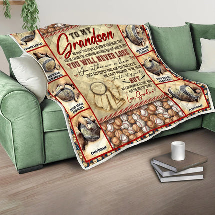 To My Grandson Baseball Blanket - Gift For Grandson From Grandma - Charming Present