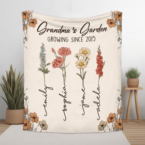 Grandma's Garden Growing Since Quilt Blanket - Gift For Grandma