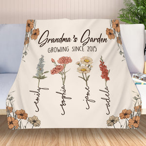 Grandma's Garden Growing Since Quilt Blanket - Gift For Grandma