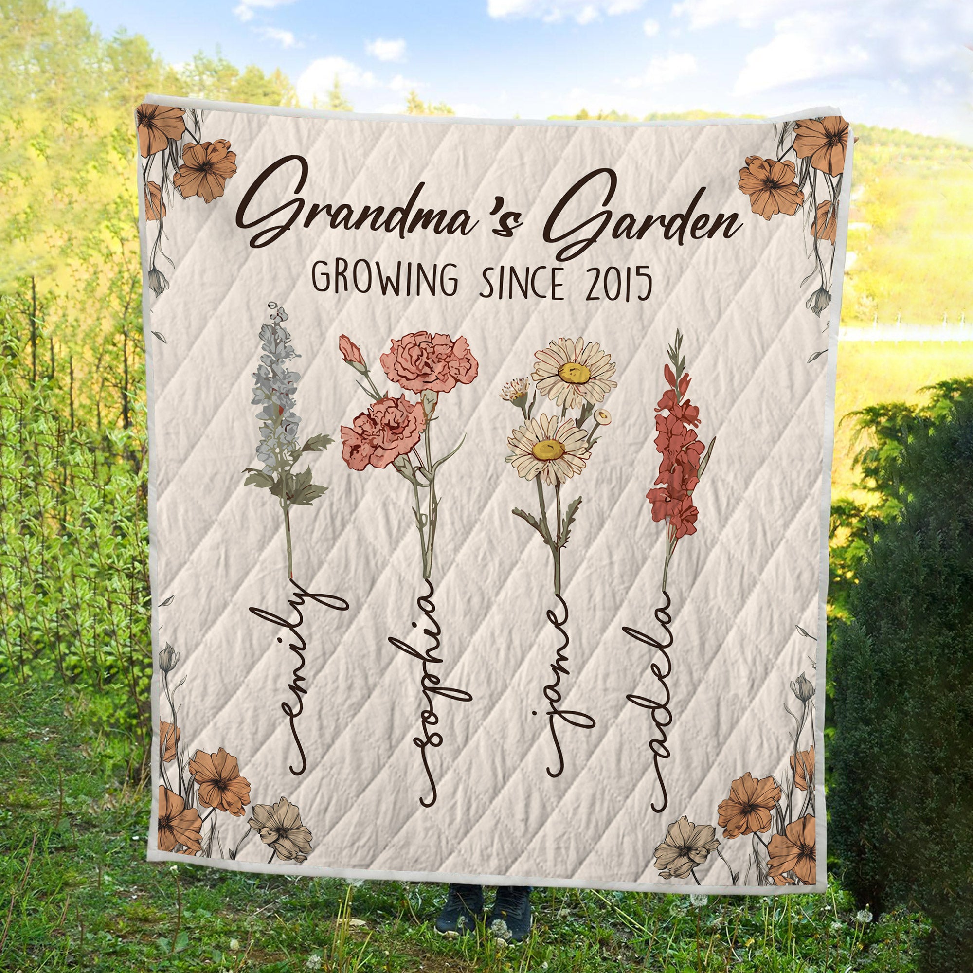 Grandma's Garden Growing Since Quilt Blanket - Gift For Grandma
