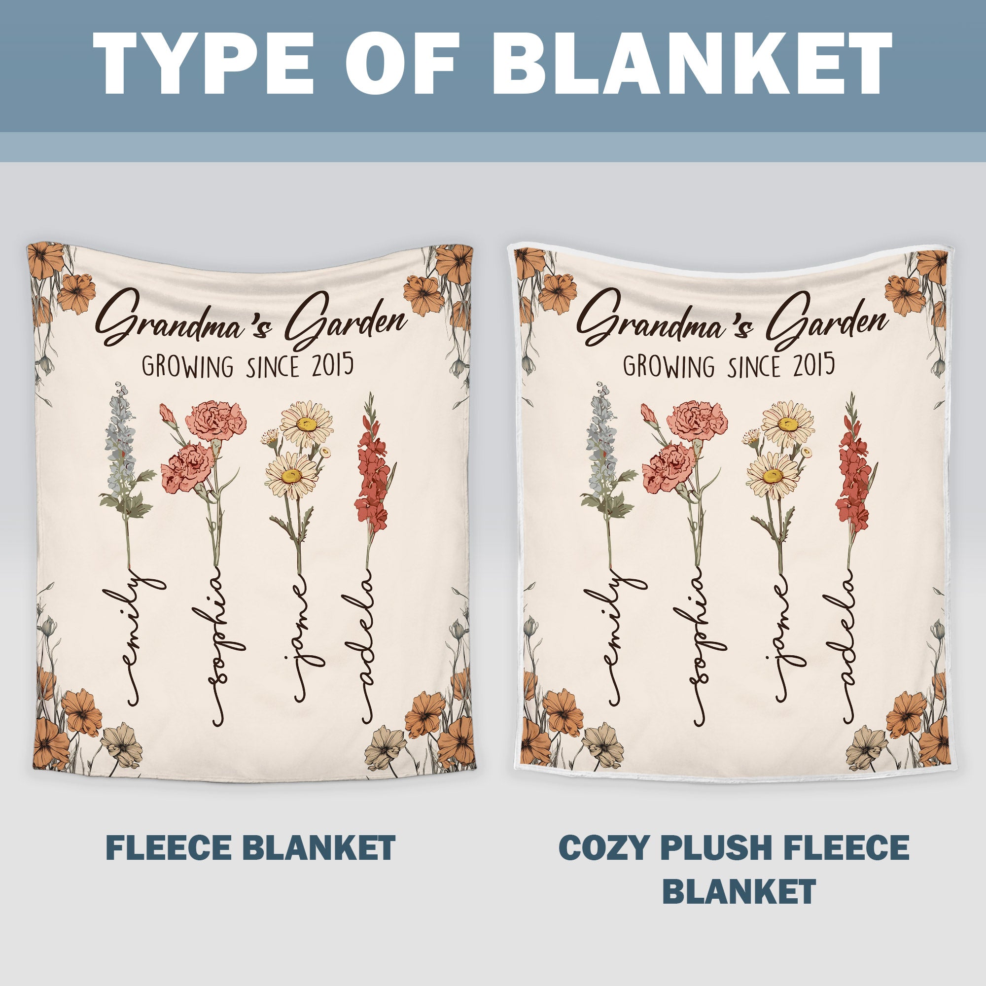 Grandma's Garden Growing Since Quilt Blanket - Gift For Grandma