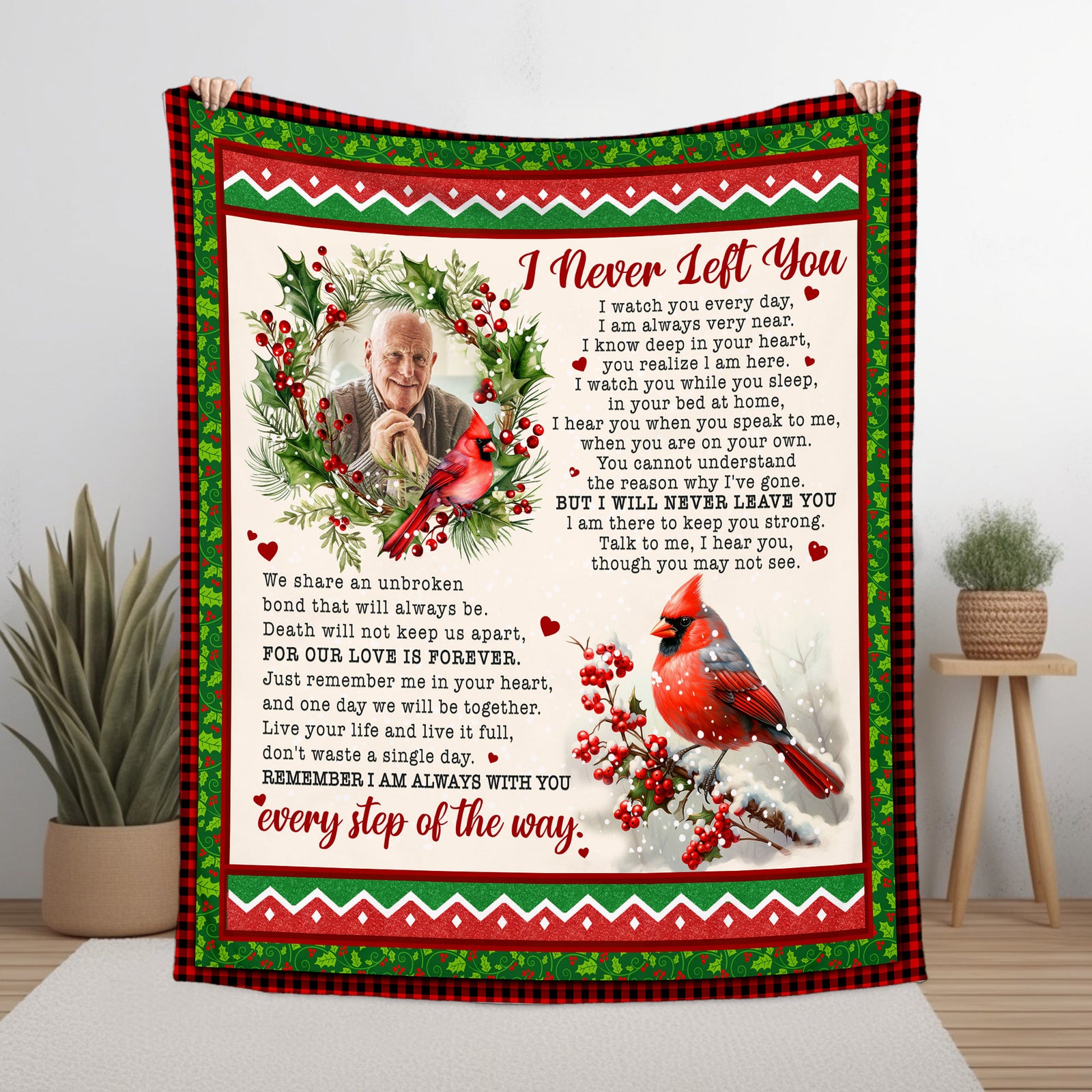 Personalized Memorial Blankets With Pictures Of Loss of Grandparent - I Never Left You Blanket