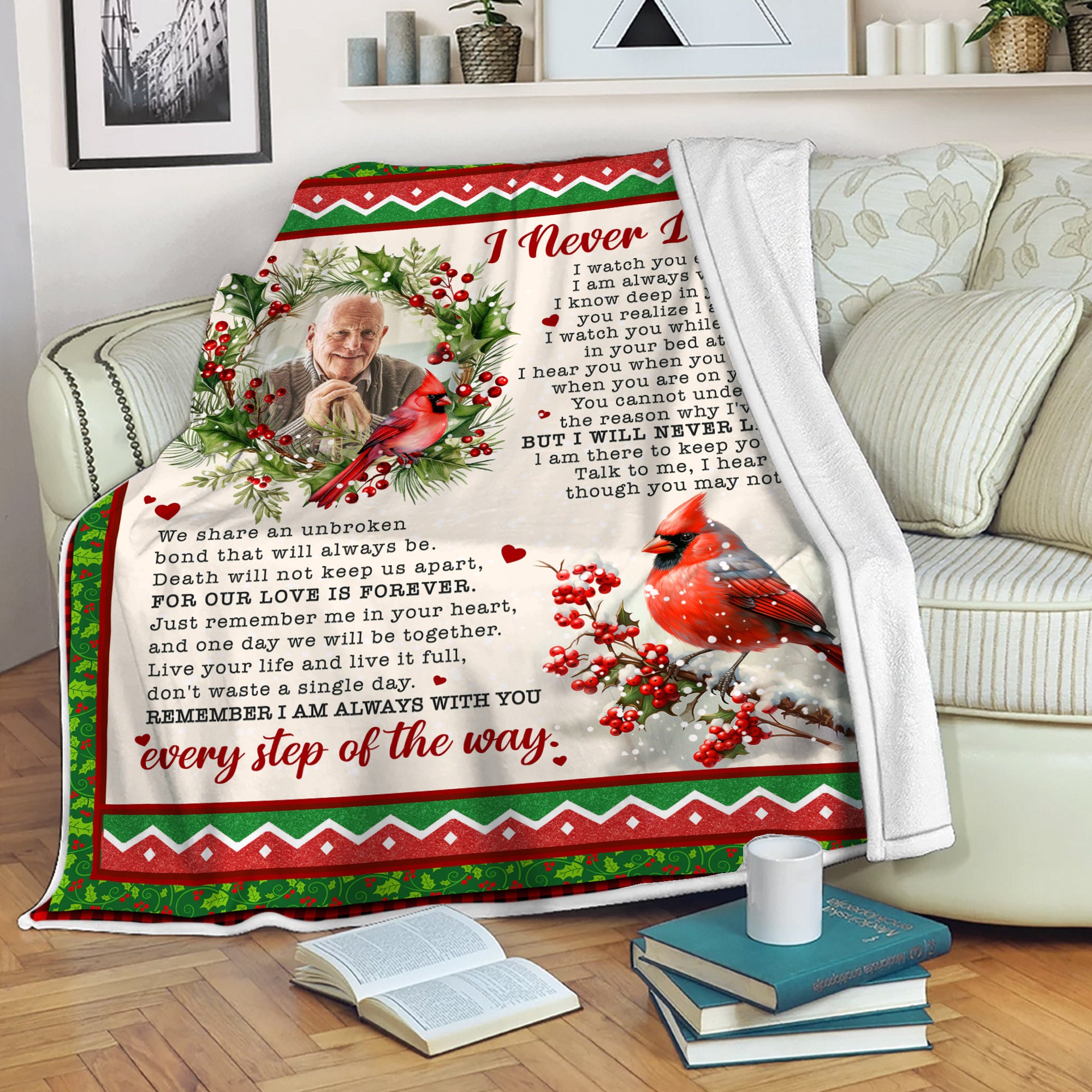Personalized Memorial Blankets With Pictures Of Loss of Grandparent - I Never Left You Blanket