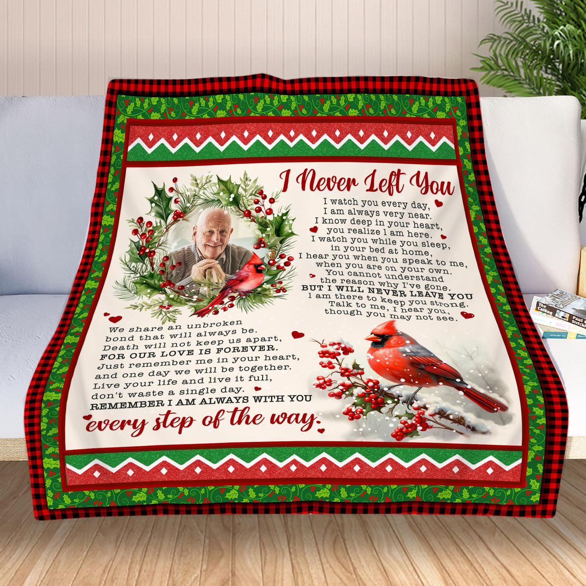 Personalized Memorial Blankets With Pictures Of Loss of Grandparent - I Never Left You Blanket