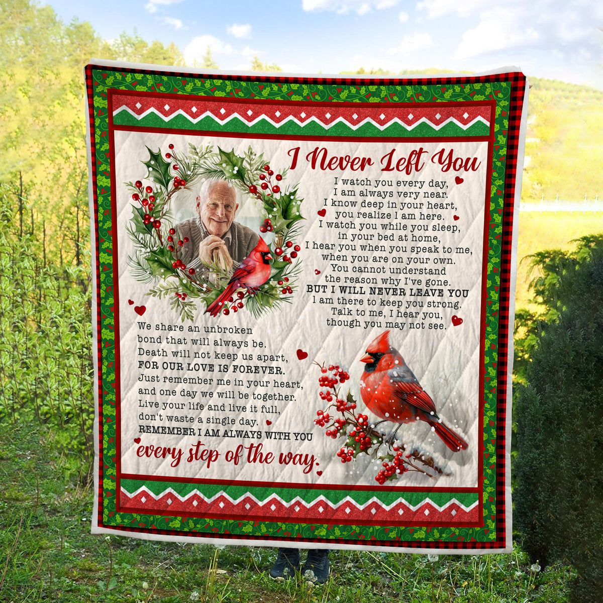 Personalized Memorial Blankets With Pictures Of Loss of Grandparent - I Never Left You Blanket