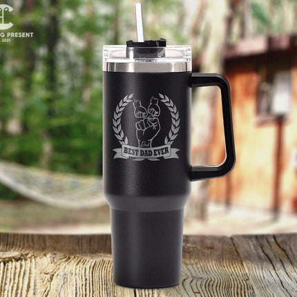 Personalized Fist Bump Dad and Kids Name 40oz Tumbler - Best Dad Ever Gifts - Charming Present