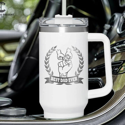 Personalized Fist Bump Dad and Kids Name 40oz Tumbler - Best Dad Ever Gifts - Charming Present
