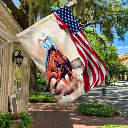 Barrel Racer Turn N Burn Flag - Horse Lover Flag - Charming Present