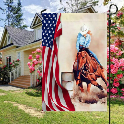 Barrel Racer Turn N Burn Flag - Horse Lover Flag - Charming Present