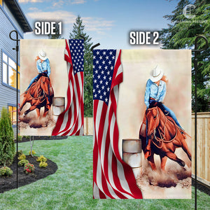 Barrel Racer Turn N Burn Flag - Horse Lover Flag