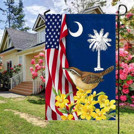 South Carolina Flag Carolina Wren With Yellow Jessamine - Charming Present