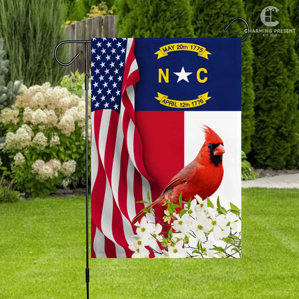 North Carolina State Flag Cardinal With Dogwood Flower - Charming Present