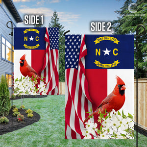 North Carolina State Flag Cardinal With Dogwood Flower