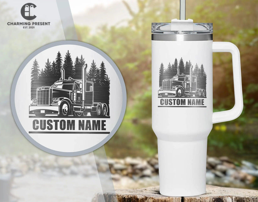 Personalized Truck Driver Name 40oz Tumbler - Trucker Gifts - Charming Present