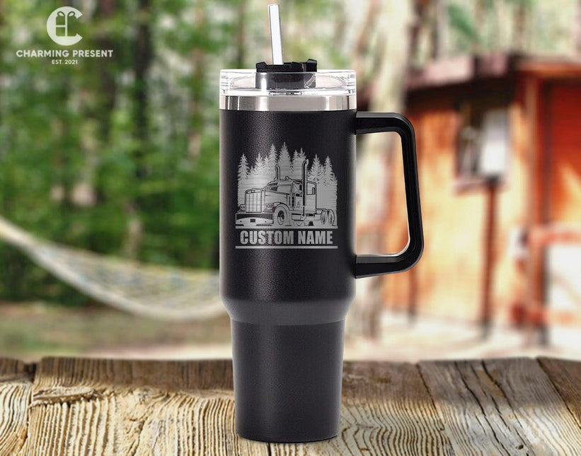 Personalized Truck Driver Name 40oz Tumbler - Trucker Gifts - Charming Present