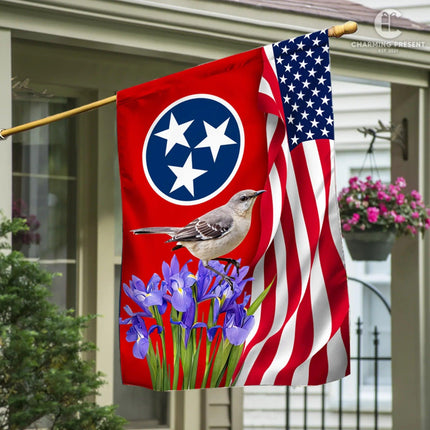 Tennessee State Flag Mockingbird With Iris Flower - American Tennessee State Decoration - Charming Present