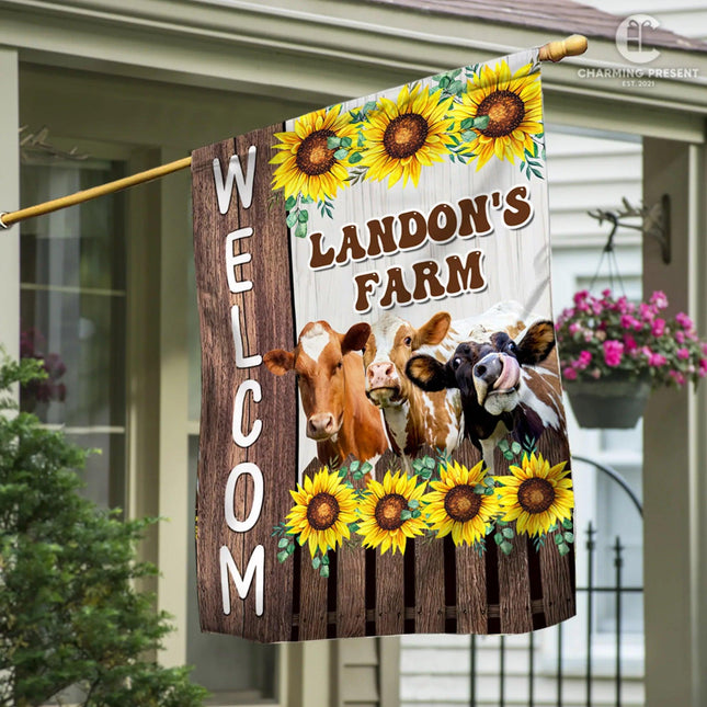 Personalized Cow Farm Flag - Cattle Farm Gift - Charming Present
