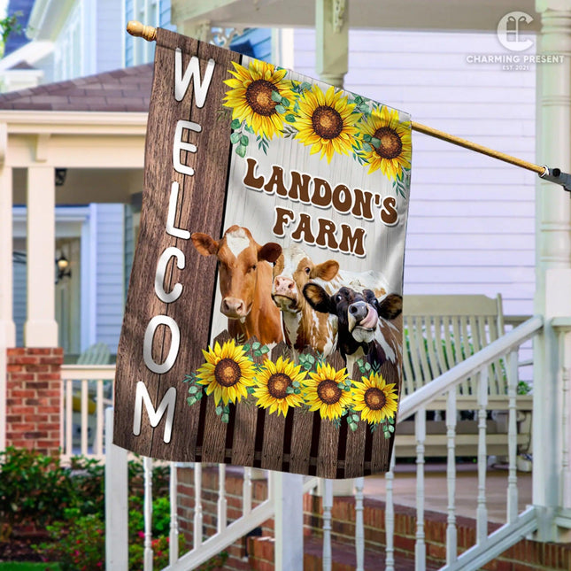 Personalized Cow Farm Flag - Cattle Farm Gift - Charming Present
