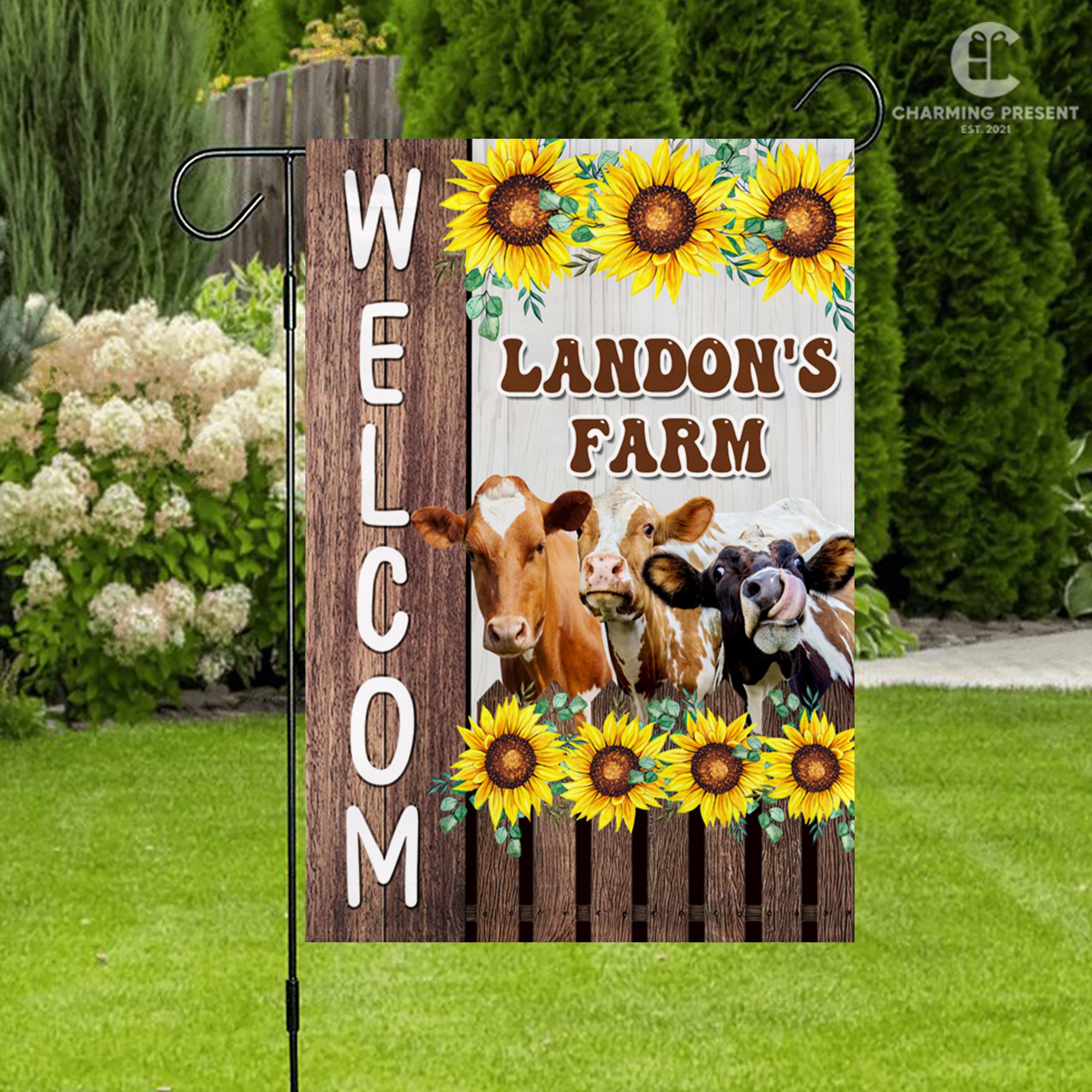 Personalized Cow Farm Flag - Cattle Farm Gift