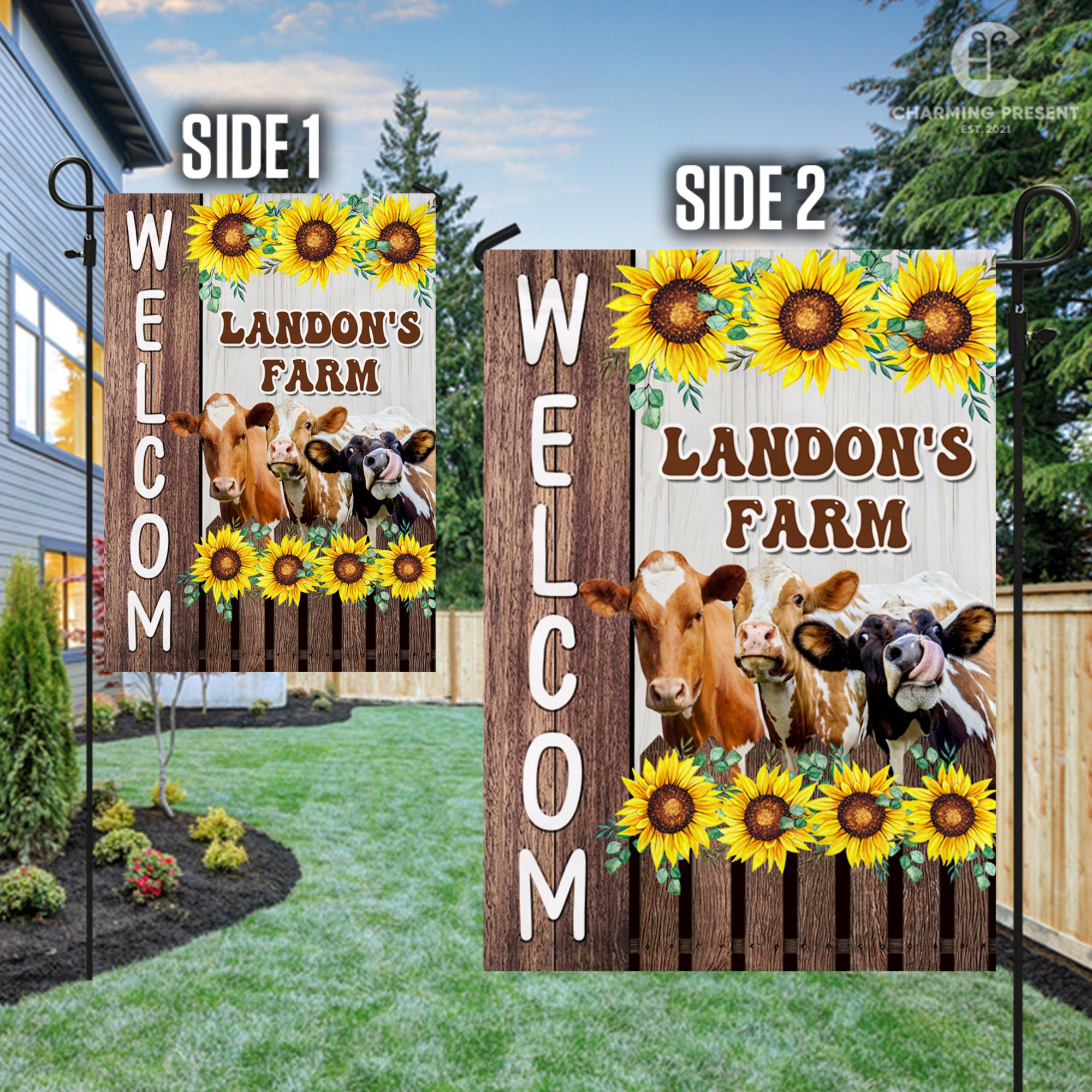 Personalized Cow Farm Flag - Cattle Farm Gift