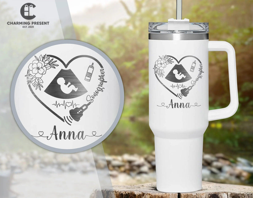 Personalized Sonographer Name 40oz Tumbler - RDMS Gifts - Ultrasound Tech Gifts - Charming Present