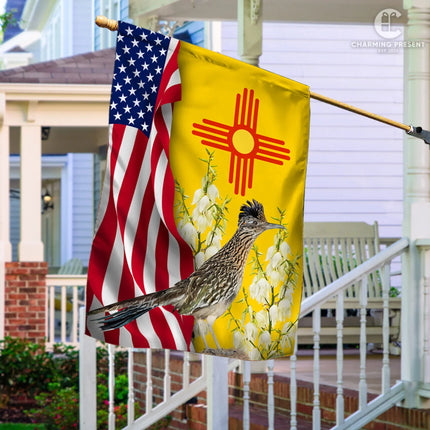 New Mexico State Flag Carolina Roadrunner Bird With Yucca Flower - American New Mexico State Decoration - Charming Present