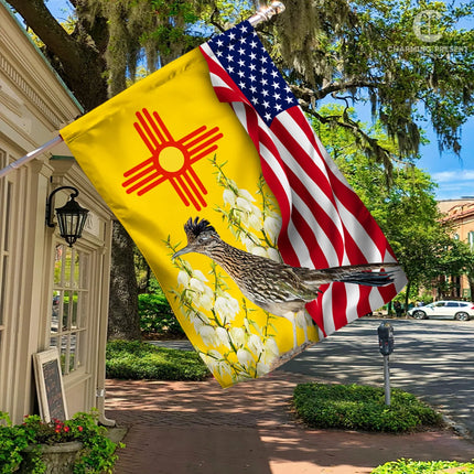 New Mexico State Flag Carolina Roadrunner Bird With Yucca Flower - American New Mexico State Decoration - Charming Present