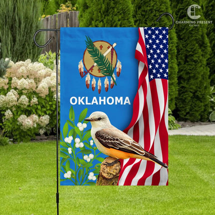 Oklahoma State Flag Scissor-tailed Flycatcher Bird With Mistletoe Flower - American Oklahoma State Decoration - Charming Present