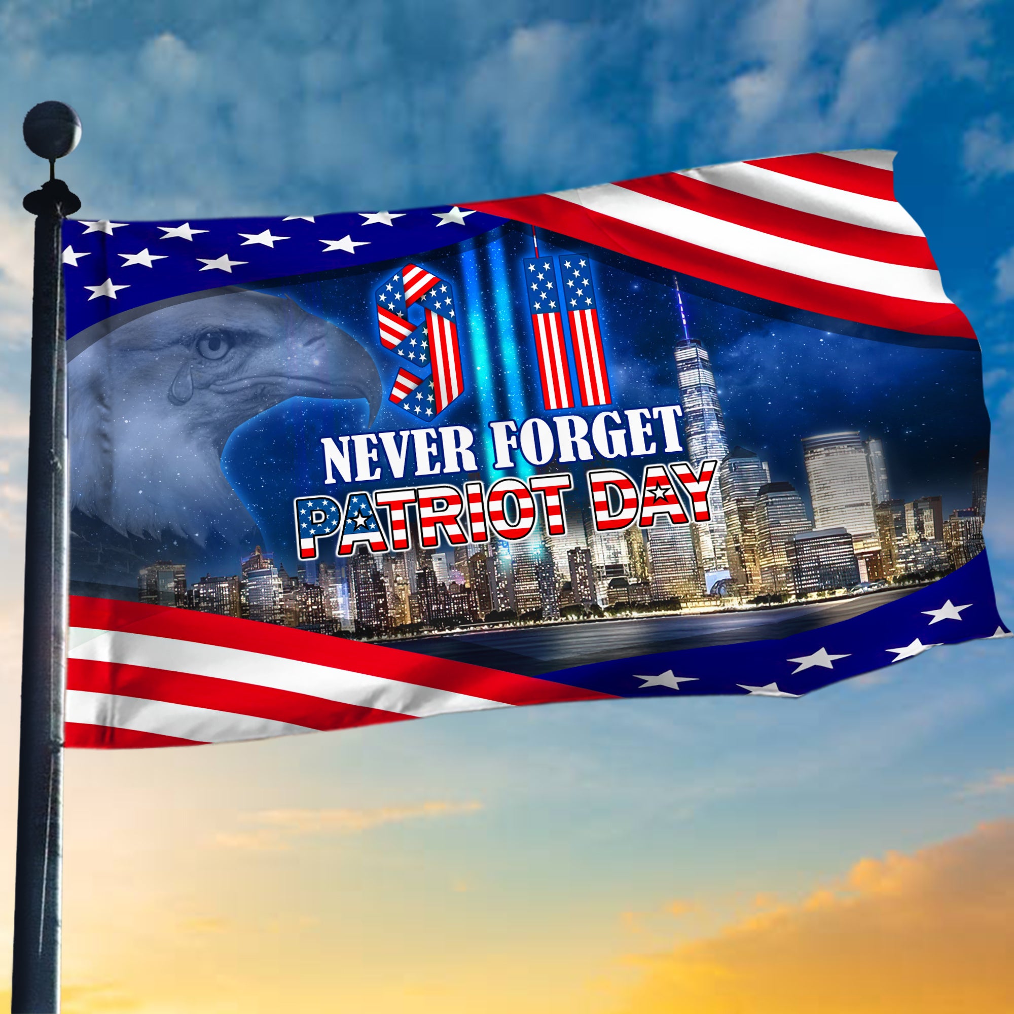 Never Forget 9-11 Flag - Patriot Day House Flag