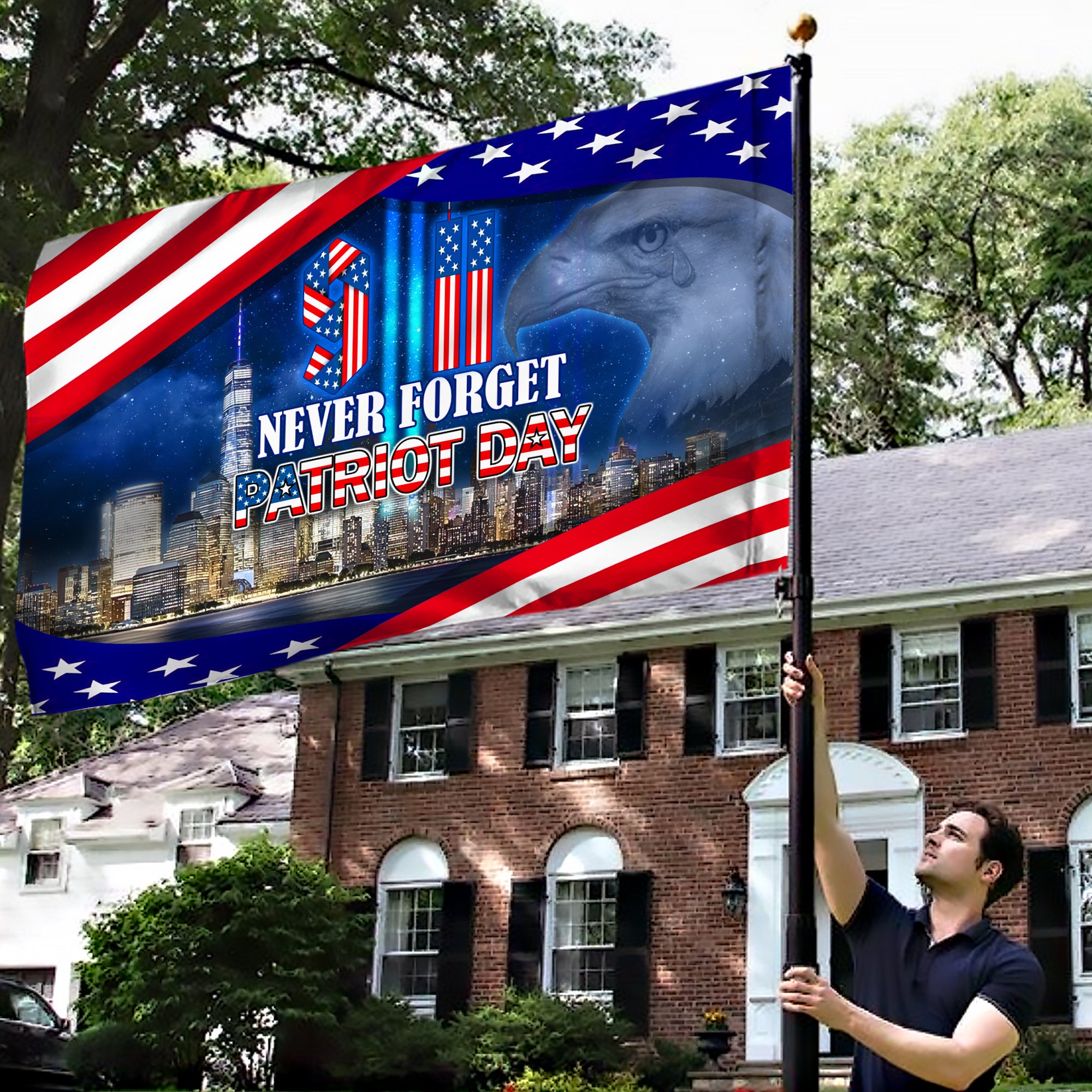 Never Forget 9-11 Flag - Patriot Day House Flag