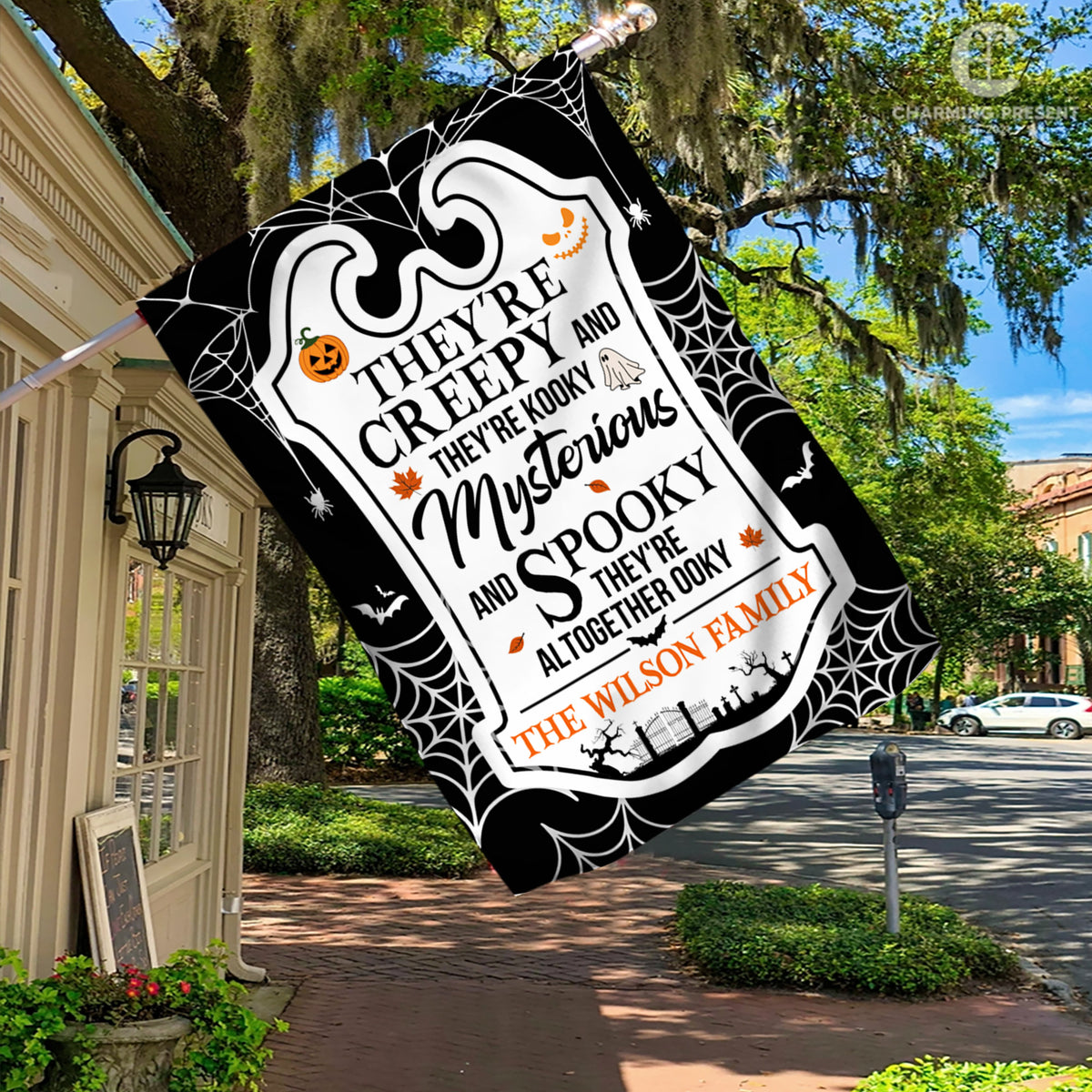 Personalized Halloween Flag - Custom Family Name Halloween Flag - Halloween Welcome Gift